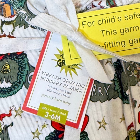 "The Grinch" Wreath Organic Cotton Baby Pajama - PBK - Picture 4 of 7